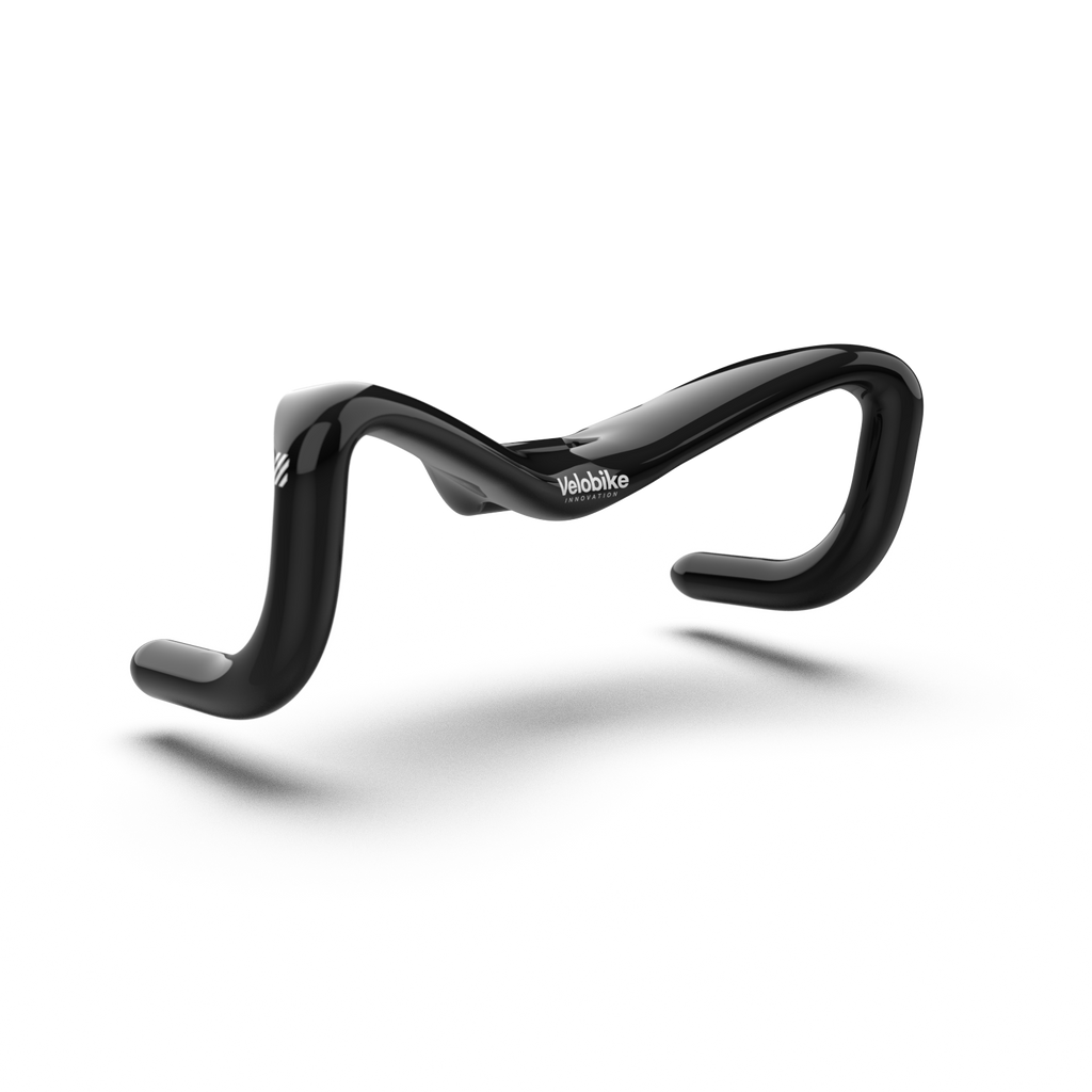Black bicycle handlebar on a white background